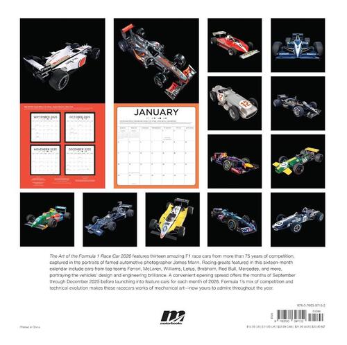 The Art of the Formula 1 Race Car 2026 16-Month Calendar