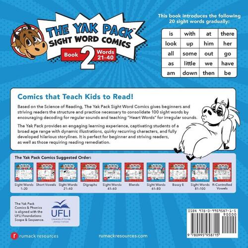 The Yak Pack: Sight Word Comics: Book 2: Comic Books to Practice Reading Dolch Sight Words (21-40)