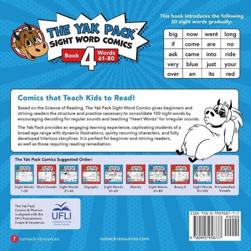 The Yak Pack: Sight Word Comics: Book 4: Comic Books to Practice Reading Dolch Sight Words (61-80)