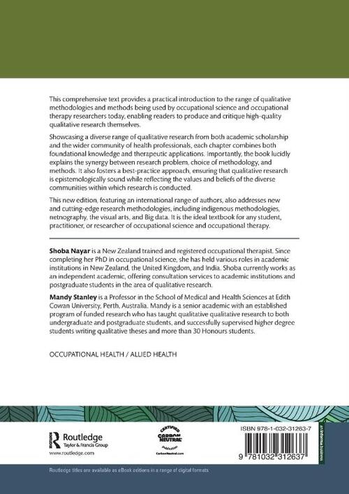 Qualitative Research Methodologies for Occupational Science and Occupational Therapy