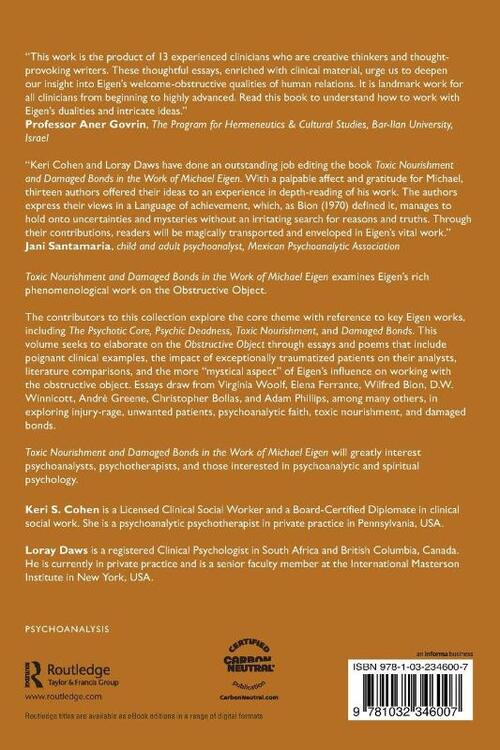 Toxic Nourishment and Damaged Bonds in the Work of Michael Eigen