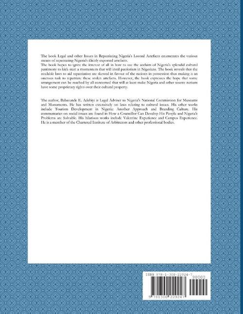 Legal and other Issues in Repatriating Nigeria's Looted Artefacts