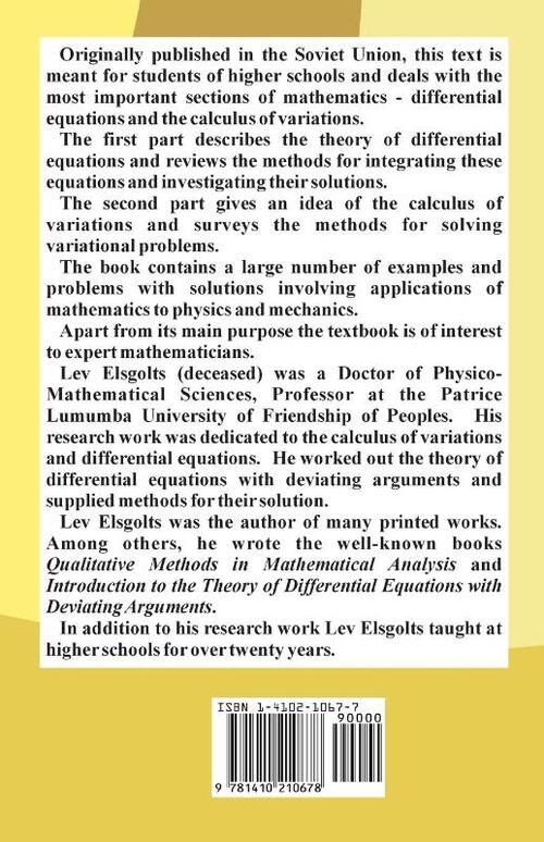 Differential Equations and the Calculus of Variations