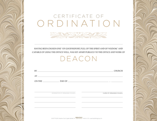 Certificate of Ordination for Deacon - Flat Opaque (Package