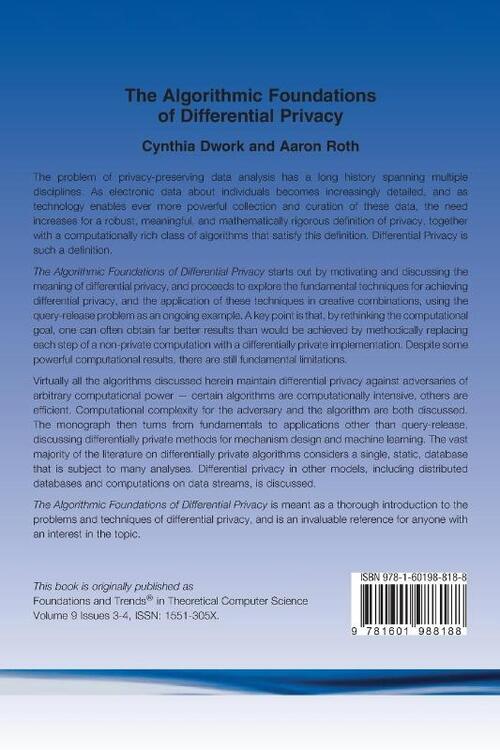 The Algorithmic Foundations of Differential Privacy