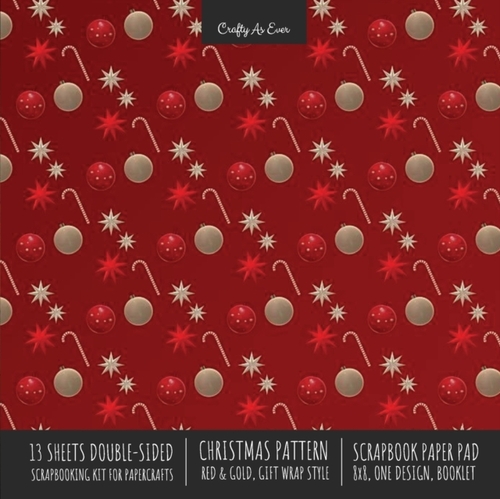 Christmas Pattern Scrapbook Paper Pad 8x8 Decorative Scrapbooking Kit for Cardmaking Gifts, DIY Crafts, Printmaking, Papercrafts, Red and Gold Designer Paper