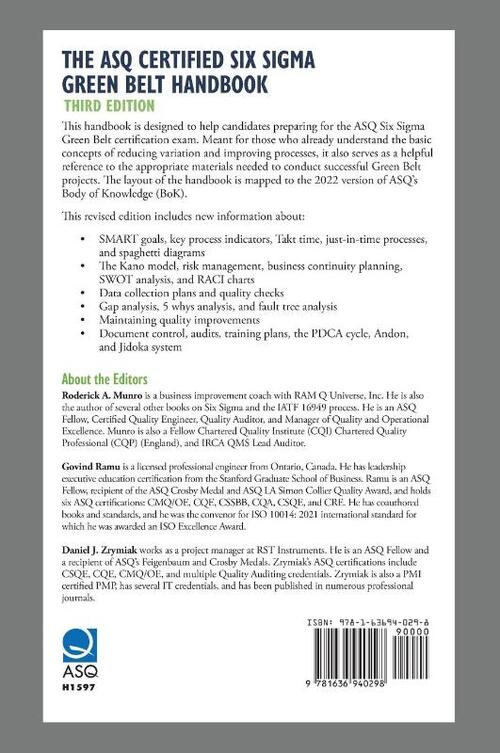 The ASQ Certified Six Sigma Green Belt Handbook