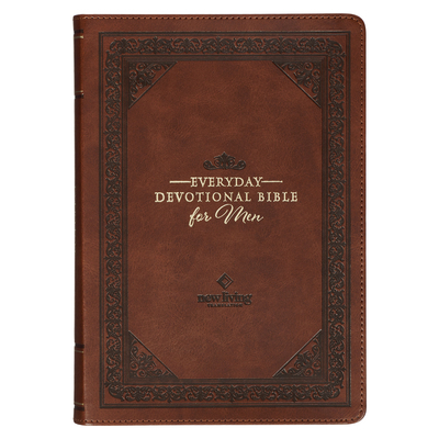 NLT Holy Bible Everyday Devotional Bible for Men New Living Translation, Vegan Leather, Brown Debossed