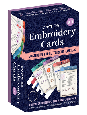 On-The-Go Embroidery Cards Set 1: 60 Stitches for Left & Right Handers, 3 Thread Organizers, 3 Take-Along Card Rings, Instruction Booklet with Visual