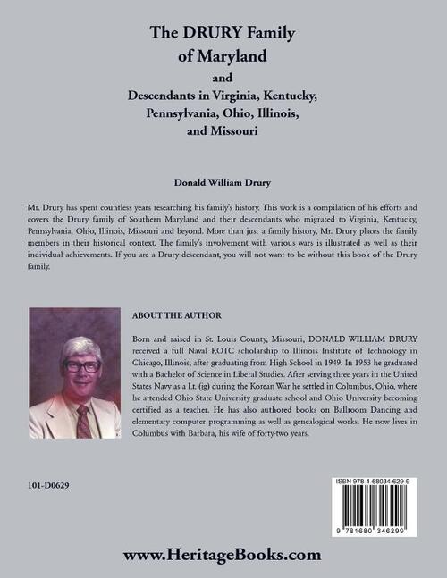The Drury Family of Maryland and Descendants in Virginia, Kentucky, Pennsylvania, Ohio, Illinois, and Missouri