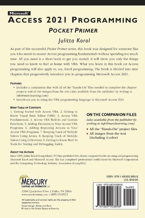 Microsoft Access 2021 Programming Pocket Primer