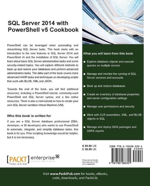 SQL Server 2014 with PowerShell v5 Cookbook