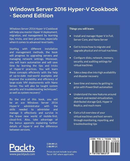 Windows Server 2016 Hyper-V Cookbook -