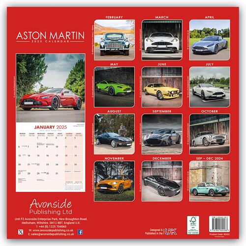 Aston Martin Calendar 2025 Square Car Wall Calendar - 16 Month
