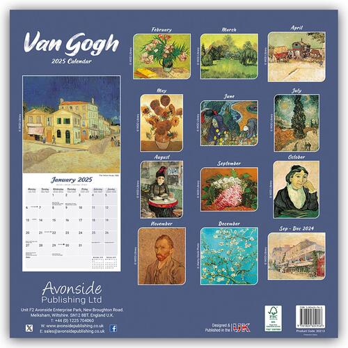 Van Gogh Calendar 2025 Square Artist Wall Calendar - 16 Month