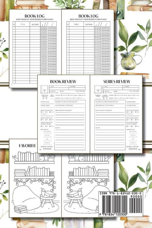 Reading Journal (Watercolour Stacked Books with Potted Plants)