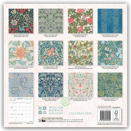 William Morris Gallery Wall Calendar 2025 (Art Calendar)