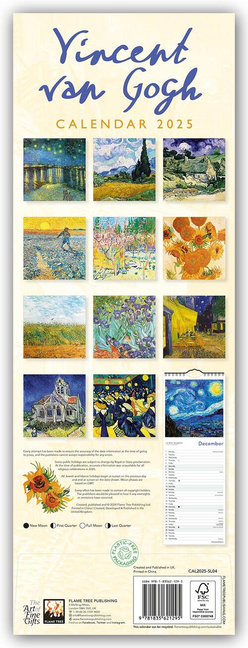 Vincent van Gogh Slim Calendar 2025 (Art Calendar)