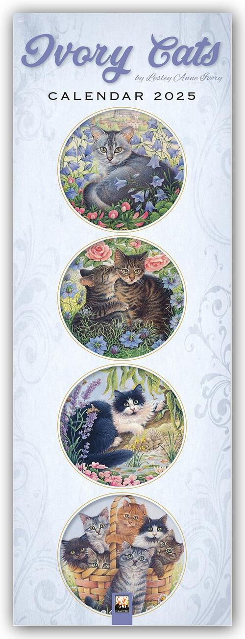 Ivory Cats Slim Calendar 2025 (Art Calendar)