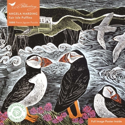 Adult Sustainable Jigsaw Puzzle Angela Harding: Fair Isle Puffins