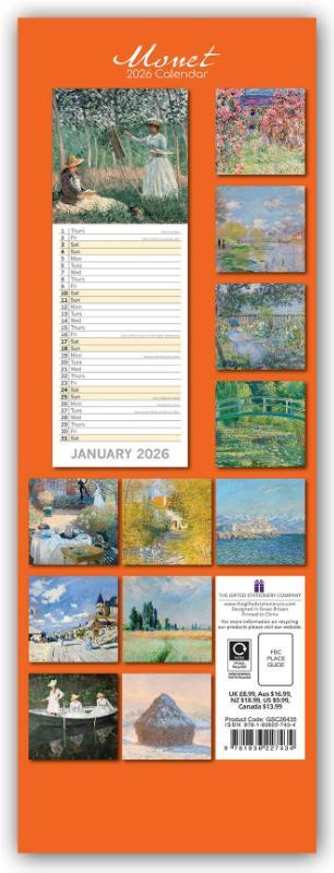 Monet - Claude Monet - Slimline-Kalender 2026