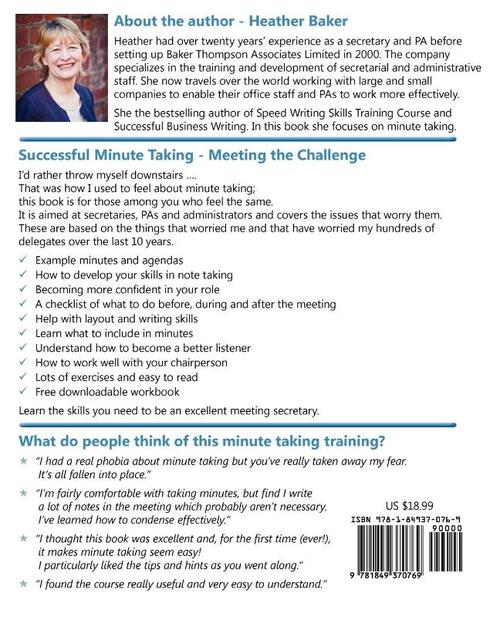Successful Minute Taking and Writing - How to Prepare, Organize and Write Minutes of Meetings and Agendas - Learn to Take Notes and Write Minutes of Meetings - Your Role as the Minute Taker and How You