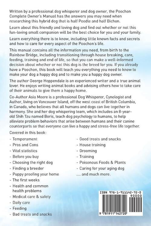 Poochon. Poochon Dog Complete Owners Manual. Poochon book for care, costs, feeding, grooming, health and training.