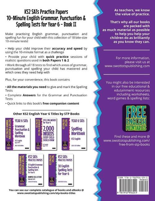 KS2 SATs Practice Papers 10-Minute English Grammar, Punctuation and Spelling Tests for Year 6