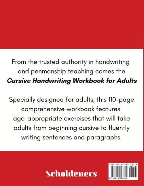Cursive Handwriting Workbook for Adults