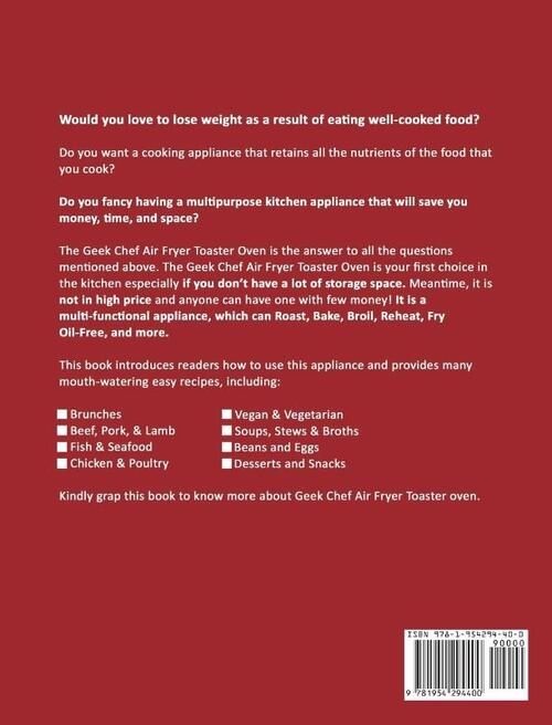 Geek Chef Air Fryer Toaster Oven Cookbook 1000