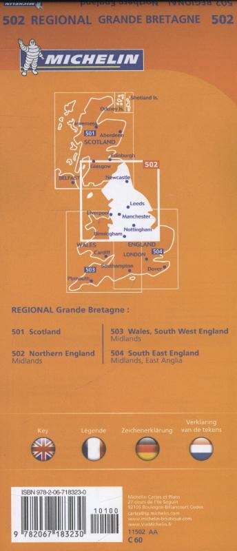 Michelin Wegenkaart 502 Engeland Noord - Midlands