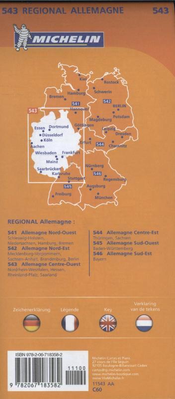 Michelin Wegenkaart 543 Duitsland Midden-West