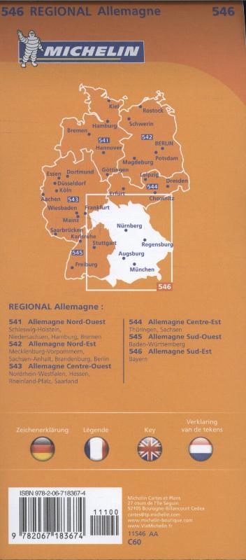 Michelin Wegenkaart 546 Duitsland Zuidoost - Beieren