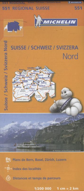 Michelin Wegenkaart 551 Zwitserland Noord