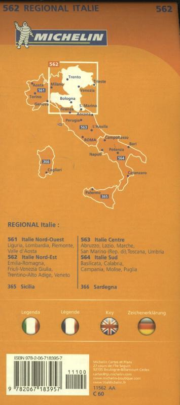 Michelin Wegenkaart 562 Italië Noordoost