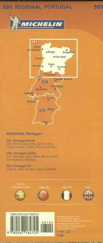Michelin Wegenkaart 591 Portugal Noord