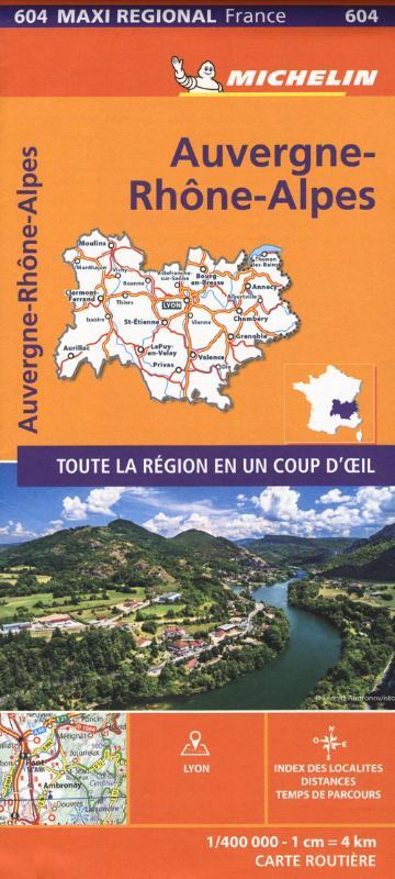 AUVERGNE-RHONE-ALPES, France - Michelin Maxi Regional Map 604