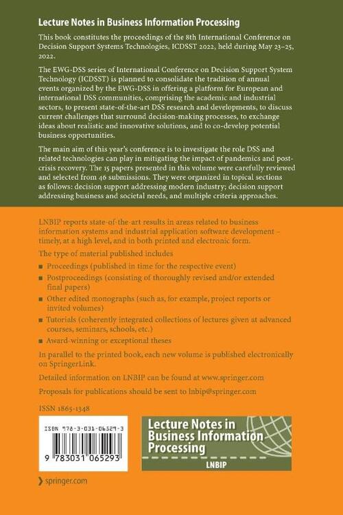 Decision Support Systems XII: Decision Support Addressing Modern Industry, Business, and Societal Needs