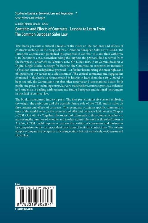 Contents and Effects of Contracts-Lessons to Learn From The Common European Sales Law