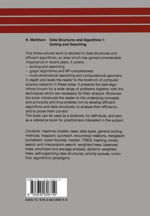 Data Structures and Algorithms 1, K. Mehlhorn | Boek | 9783642696749 ...