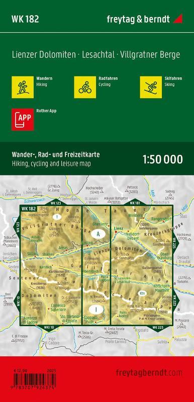 freytag & berndt Wanderkarte WK 182 Lienzer Dolomiten, Lesachtal - Villgratner Berge 1:50.000