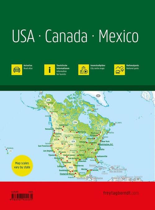 USA, Canada and Mexico Road Atlas