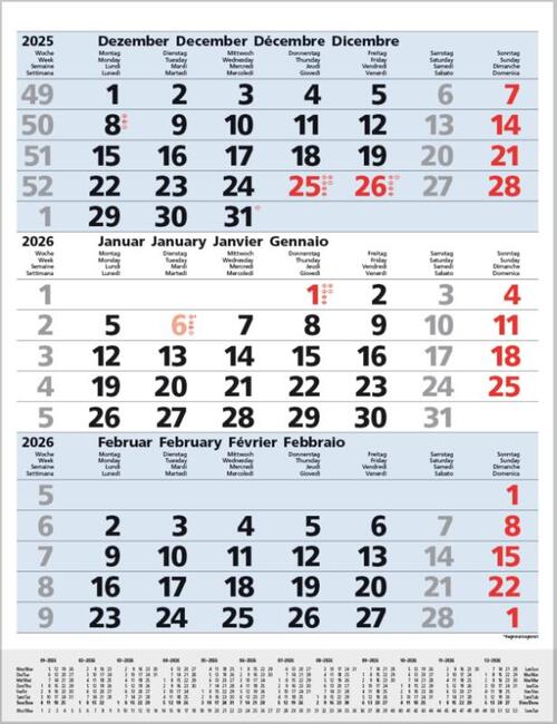 3-Monats-Planer Comfort Blau 2026