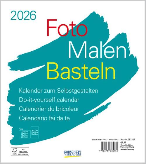 Foto-Malen-Basteln Bastelkalender weiß 2026