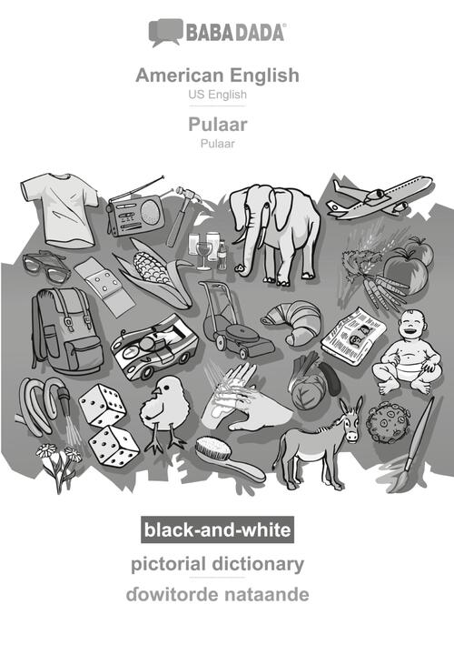 BABADADA black-and-white, American English - Pulaar, pictorial dictionary - ɗowitorde nataande