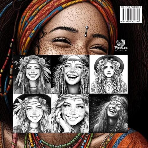 Boho Girls Coloring Book for Adults