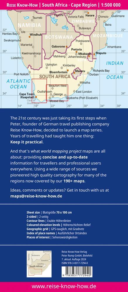Reise Know-How Landkarte Südafrika Kapregion 1 : 500.000