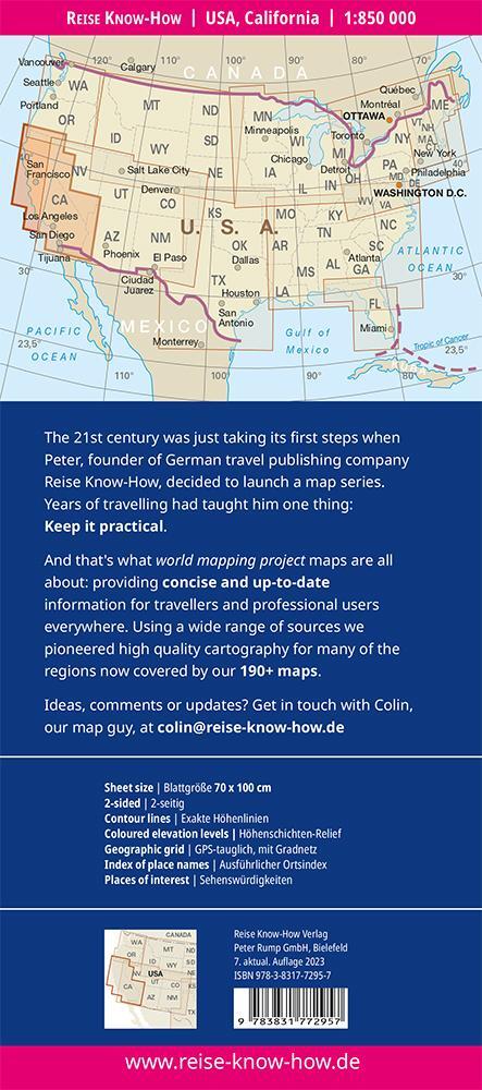 Reise Know-How Landkarte USA 6, Kalifornien 1:850.000