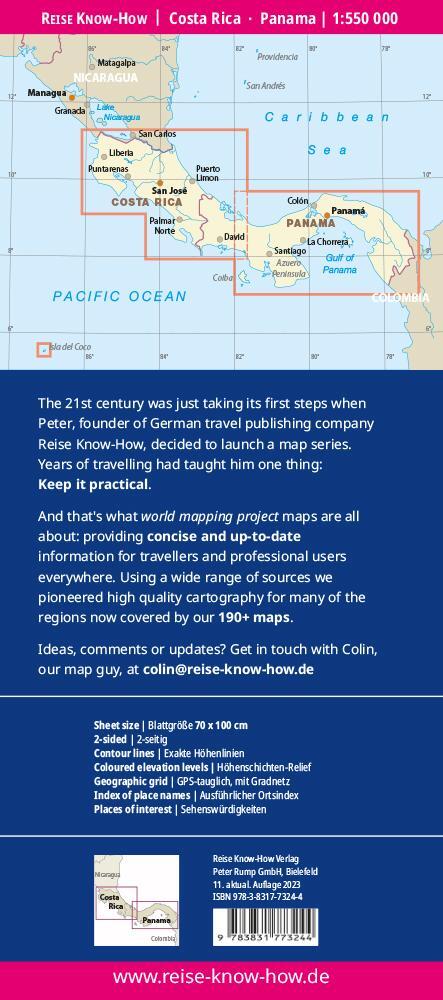 Reise Know-How Landkarte Costa Rica, Panama (1:550.000)