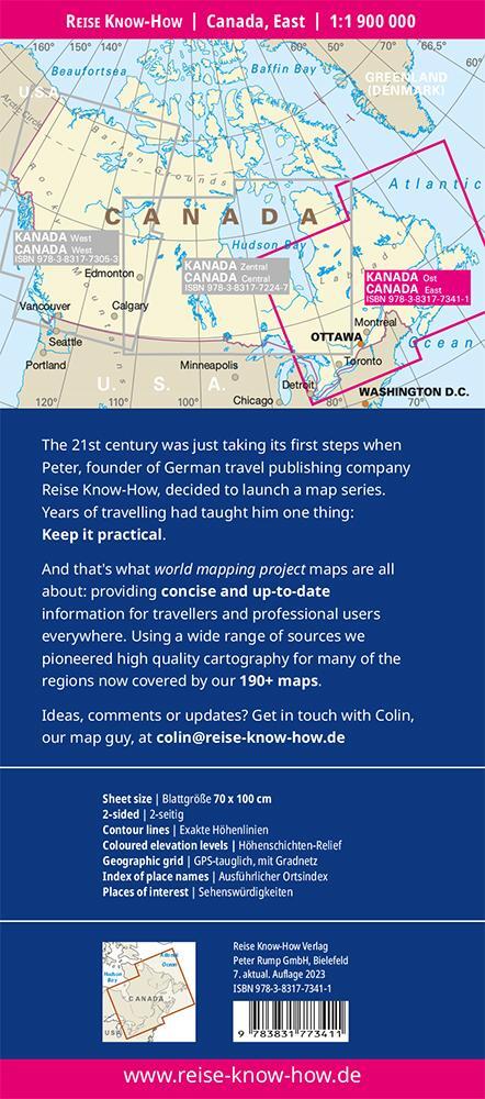 Reise Know-How Landkarte Kanada Ost / East Canada (1:1.900.000)